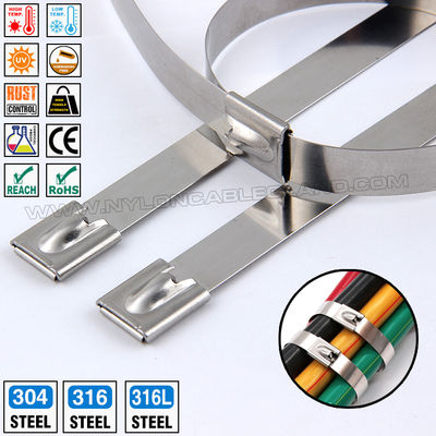 Premium Quality 316L/316/304 Stainless Steel Cable Ties 300~1000mm Length x 10mm Width (480 lbs) for Outdoor