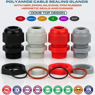 Στυπιοθλίπτη πολυαμιδίου PG13.5, 20.4mm PG σπειρώματος IP68 Μονωμένοι ετυπιοθλίπτες καλωδίων για καλωδίων 6-12mm