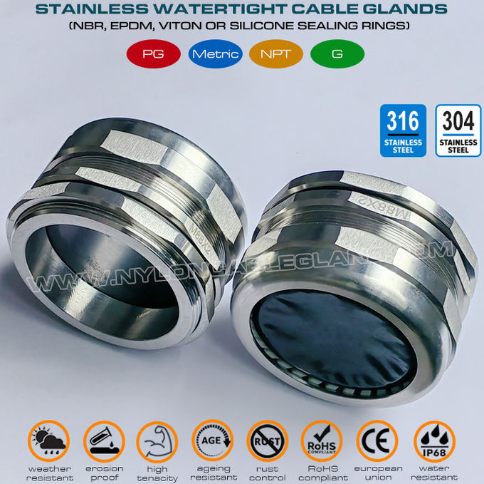 65~70mm εύρος ρυθμιζόμενο 304 & 316 ανοξείδωτο χάλυβα στεγανό στυπιοθλίπτη καλωδίων M88x2 για μεγάλα ηλεκτρικά καλώδια