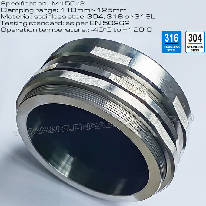 Στυπιοθλίπτης καλωδίου M150x2 από ανοξείδωτο χάλυβα 304/316 για μεγάλα καλώδια 110~125mm